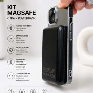 Kit Powerbank + Capa Magsafe Transparente